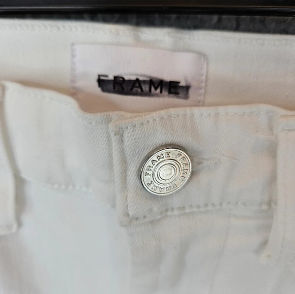 Frame Mini Skirt Womens Sz 1 White Raw Hem Casual Comfort Stretch Straight - Picture 4 of 10